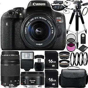 Canon 0591C001 EOS Rebel T6i DSLR Triple Lens Bundle