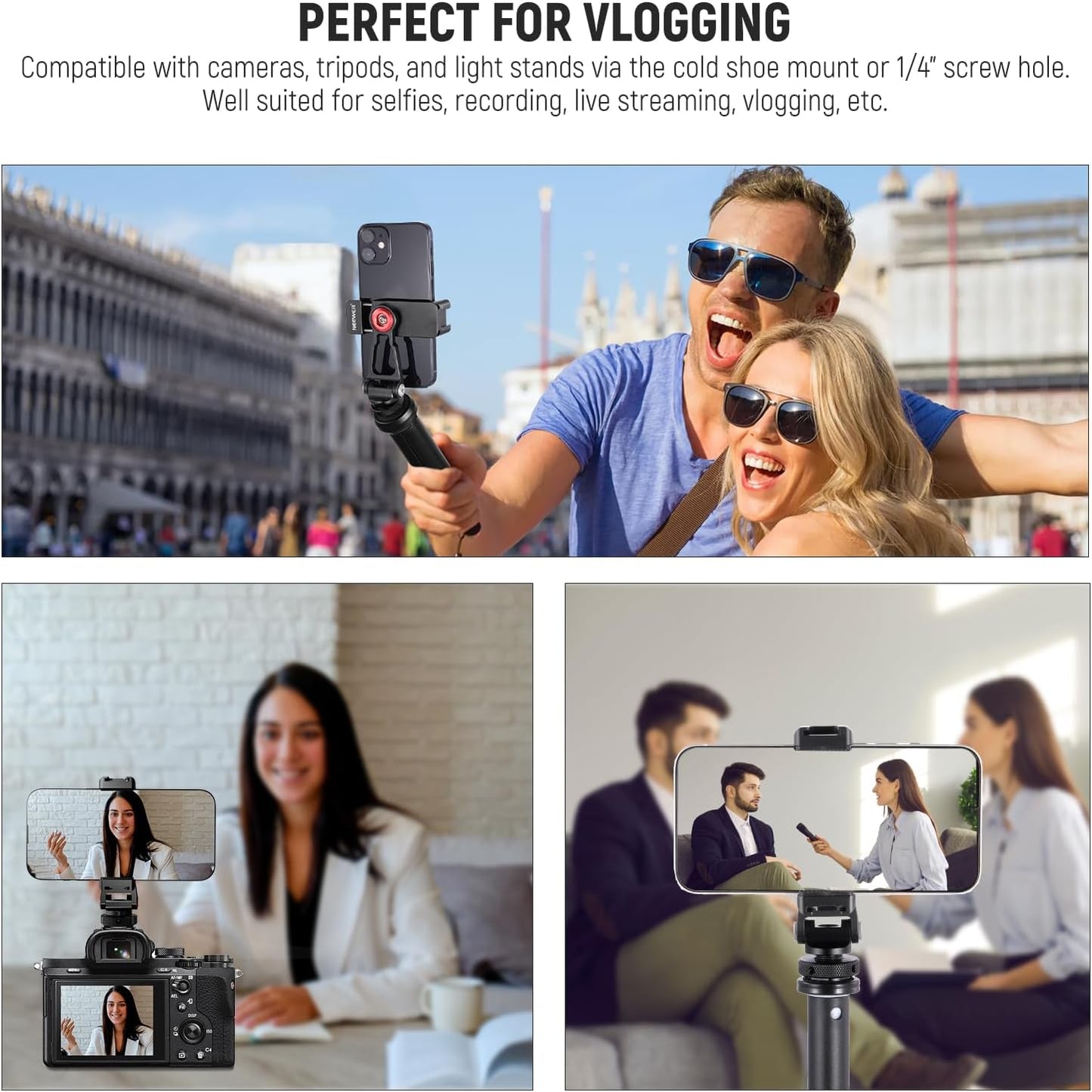 Neewer PA001 Metal Phone Tripod Mount with Cold Shoe