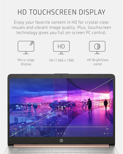 HP Premium 14" HD Laptop Microsoft 365 Pink