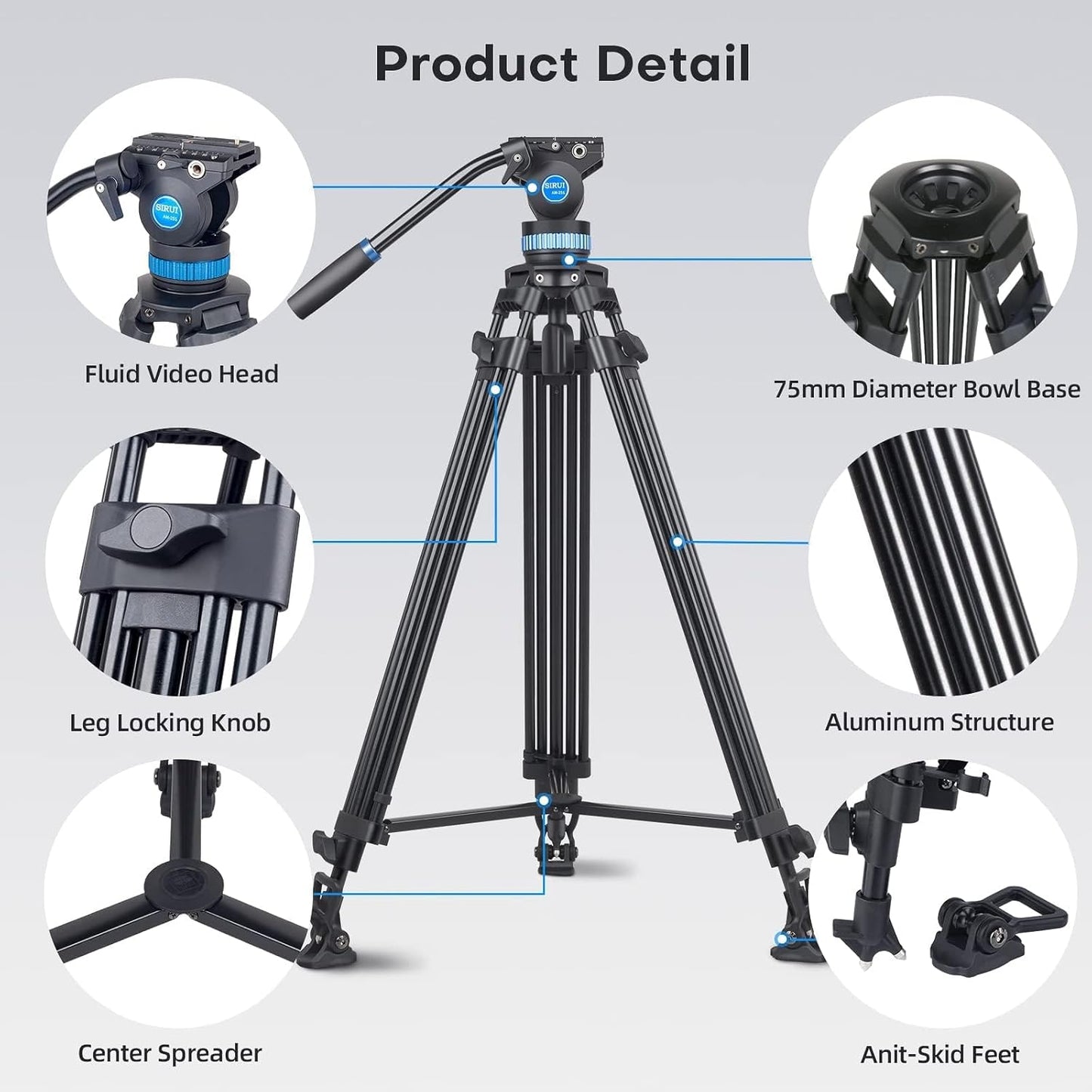 Sirui AM-25S 74.8" Professional Video Tripod