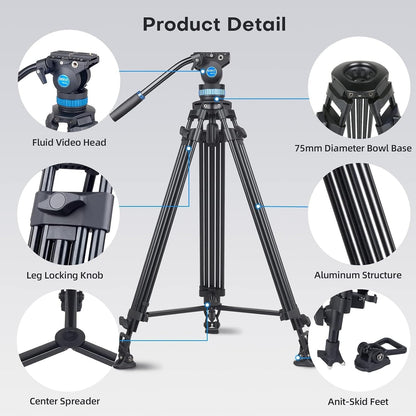 Sirui AM-25S 74.8" Professional Video Tripod