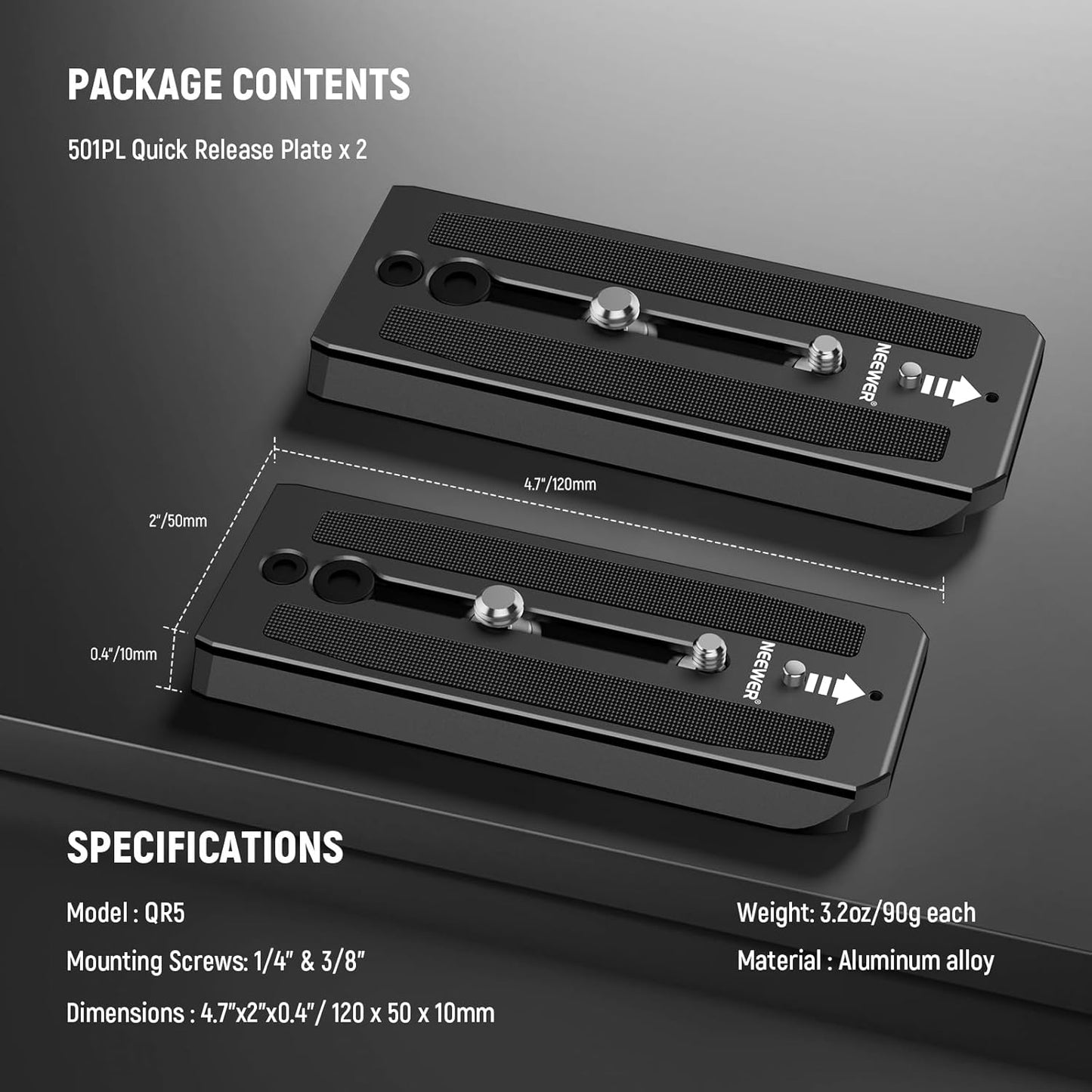 Neewer QR5 Quick Release Plate 2-Pack 501PL