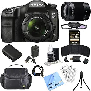Sony ILCA68K/B a68 Camera 2-Lens 32GB Accessory Bundle