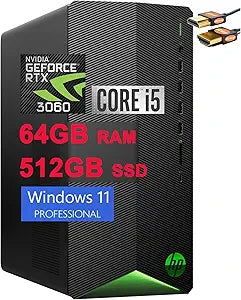 HP Pavilion RTX3060 Gaming Desktop: i5-10400F, 64GB RAM, Win11Pro — main product image