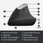 Logitech MX Vertical Ergonomic Mouse Wireless Renewed