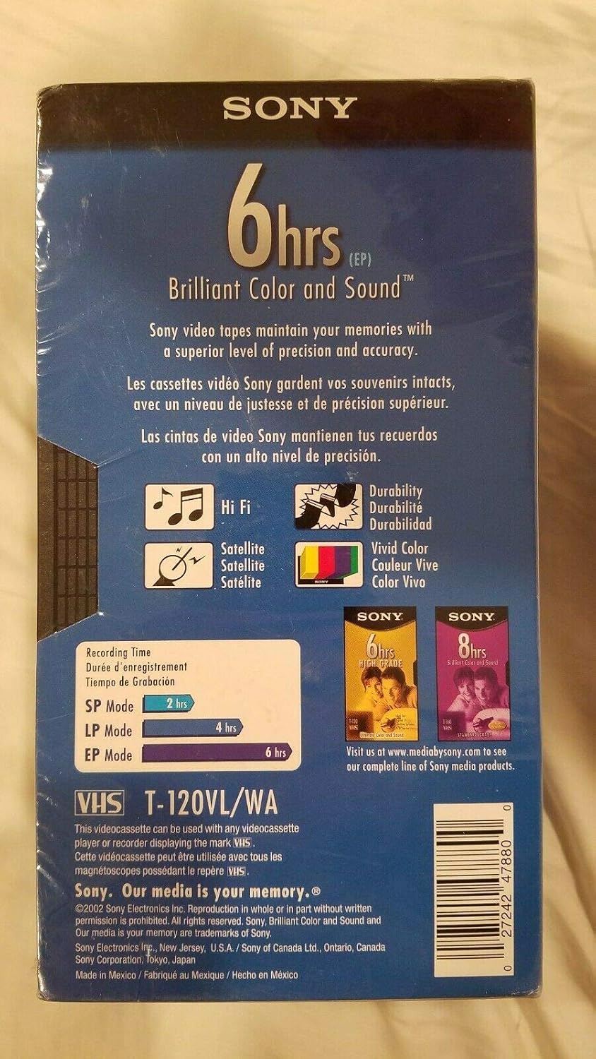 Sony 027242478800 T-120VL Standard Grade VHS Tape 5-Pack