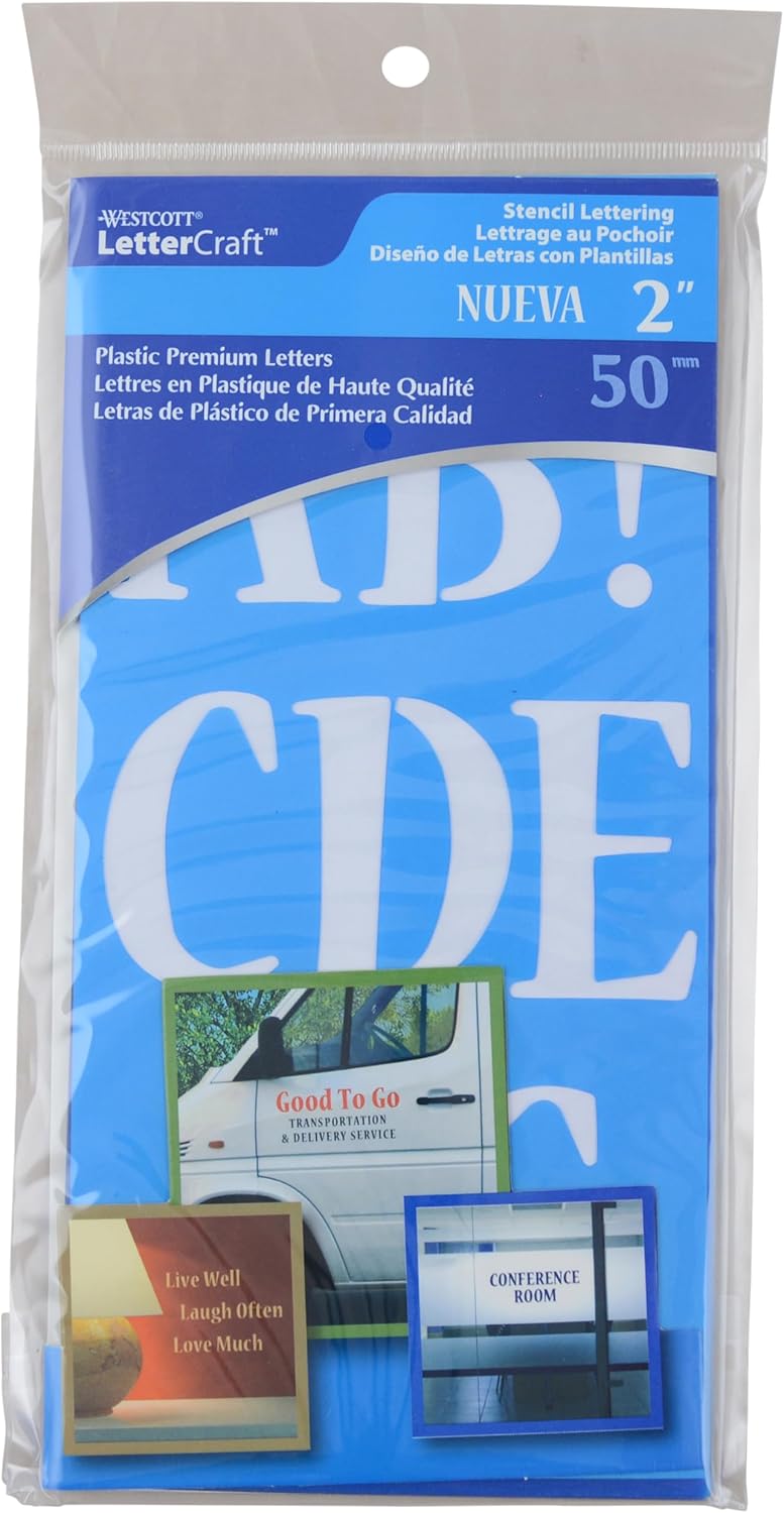 Westcott SN2/15837 LetterCraft Stencil Nueva Font 2-Inch