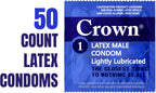Crown CR-L-L-2100 Lubricated Latex Condoms - 50 Count Pack
