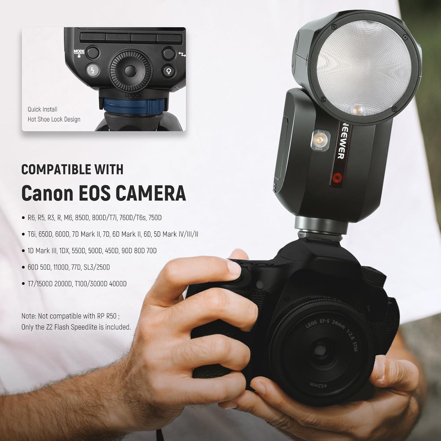 Neewer Z2-C TTL Round Head Flash Speedlite for Canon
