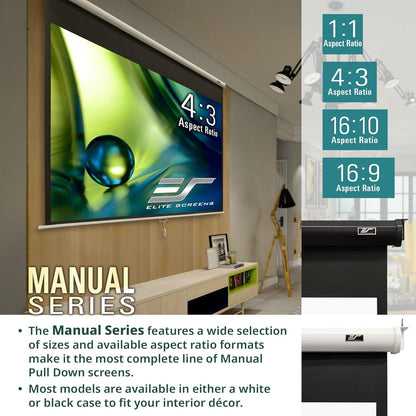 Elite Screens M80UWH 80-Inch Manual Projector Screen