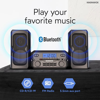 Magnavox MM435M-BK Compact CD Shelf System with Bluetooth