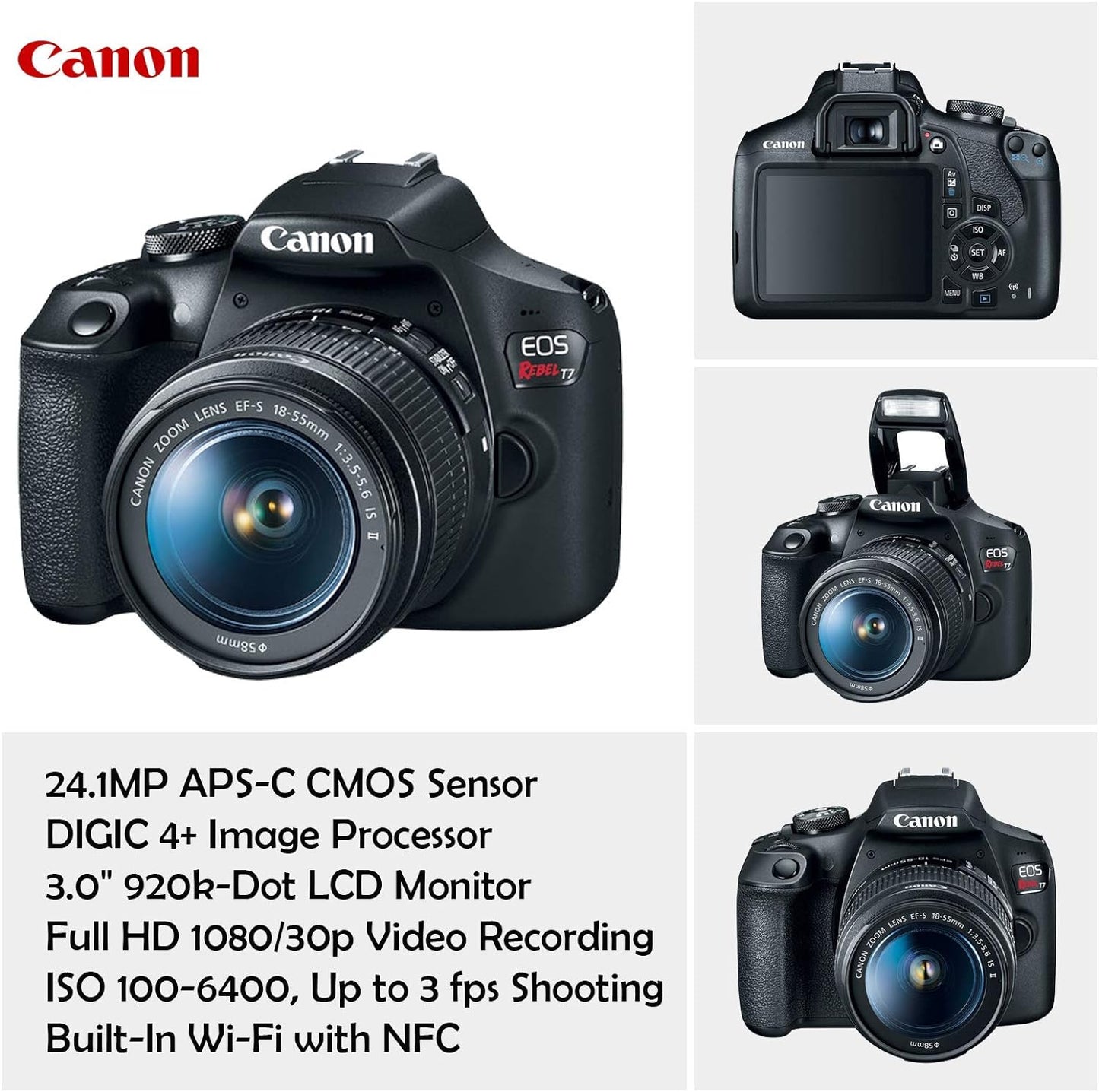 Canon 2000D EOS Rebel T7 DSLR 18-55mm Lens Bundle (Renewed)