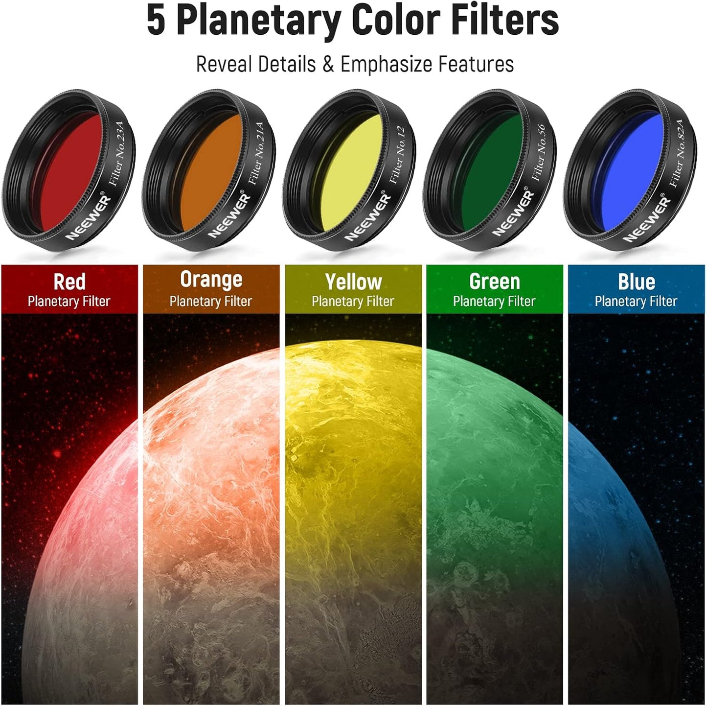 Neewer 10101342 1.25" Telescope Eyepiece Filter Set