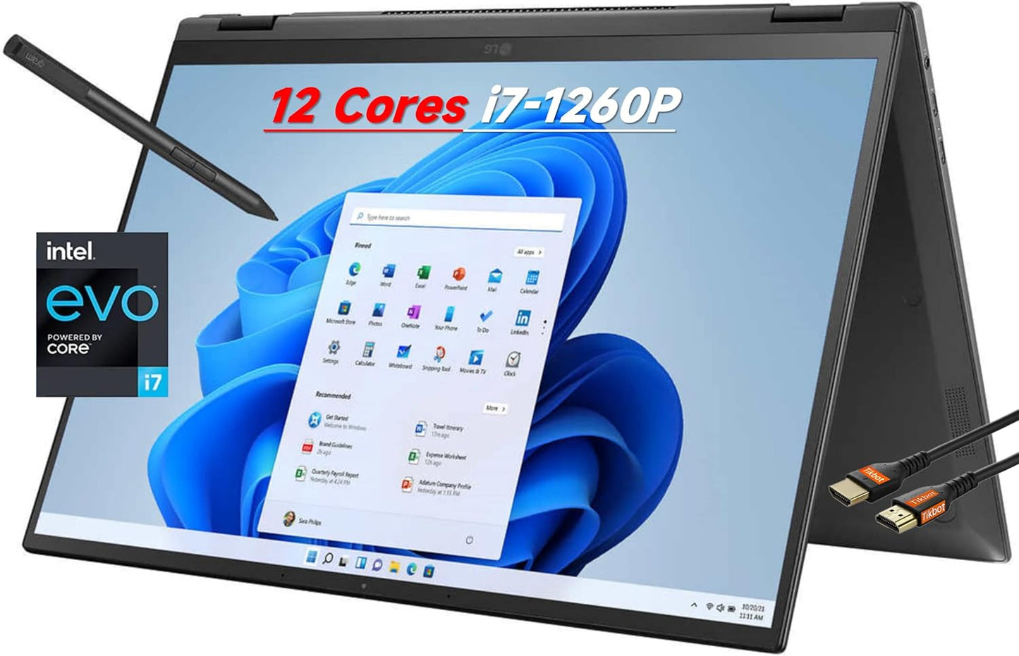 LG Gram 16" 2-in-1 Laptop i7-1260P 16GB 512GB SSD Touch