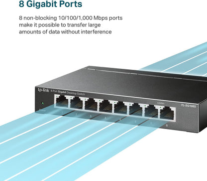 TP-Link TL-SG108S 8-Port Gigabit Ethernet Switch Metal