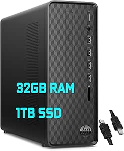 HP Slim Desktop Computer AMD Athlon 32GB RAM Renewed