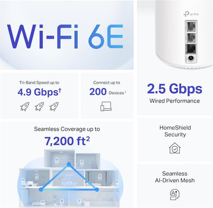 TP-Link Deco XE70 Pro(2-pack) AXE4900 Tri-Band WiFi 6E Mesh System