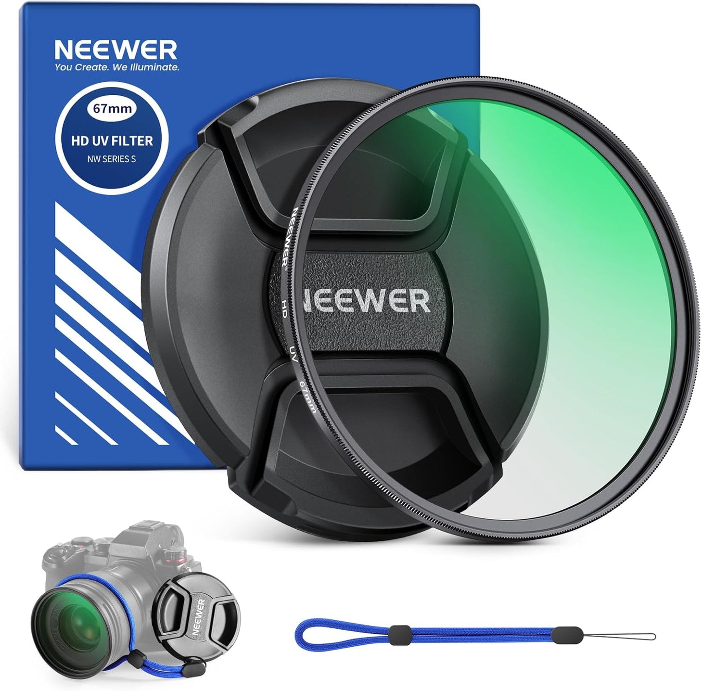 Neewer 10104887 67mm MC UV Protection Lens Filter with Cap