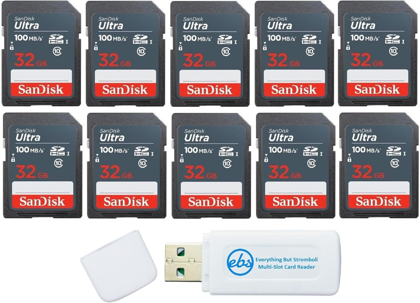 SanDisk SDSDUNB-032G-GN3IN 32GB Ultra SD Card 10-Pack - Bundle