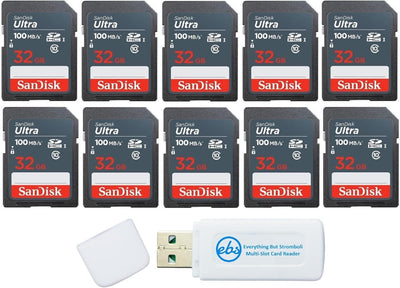 SanDisk SDSDUNB-032G-GN3IN 32GB Ultra SD Card 10-Pack - Bundle