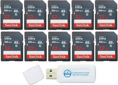 SanDisk SDSDUNB-032G-GN3IN 32GB Ultra SD Card 10-Pack - Bundle