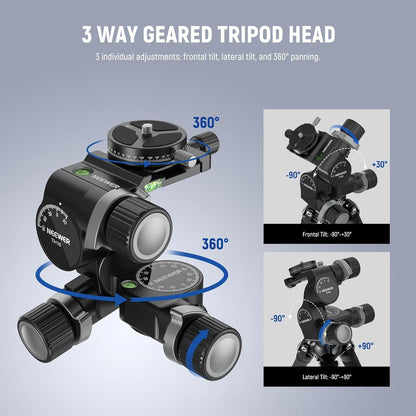 Neewer TH16 3-Way Geared Tripod Head Arca Plate