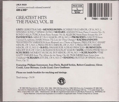 Sony Piano Greatest Hits Vol. 3 CD