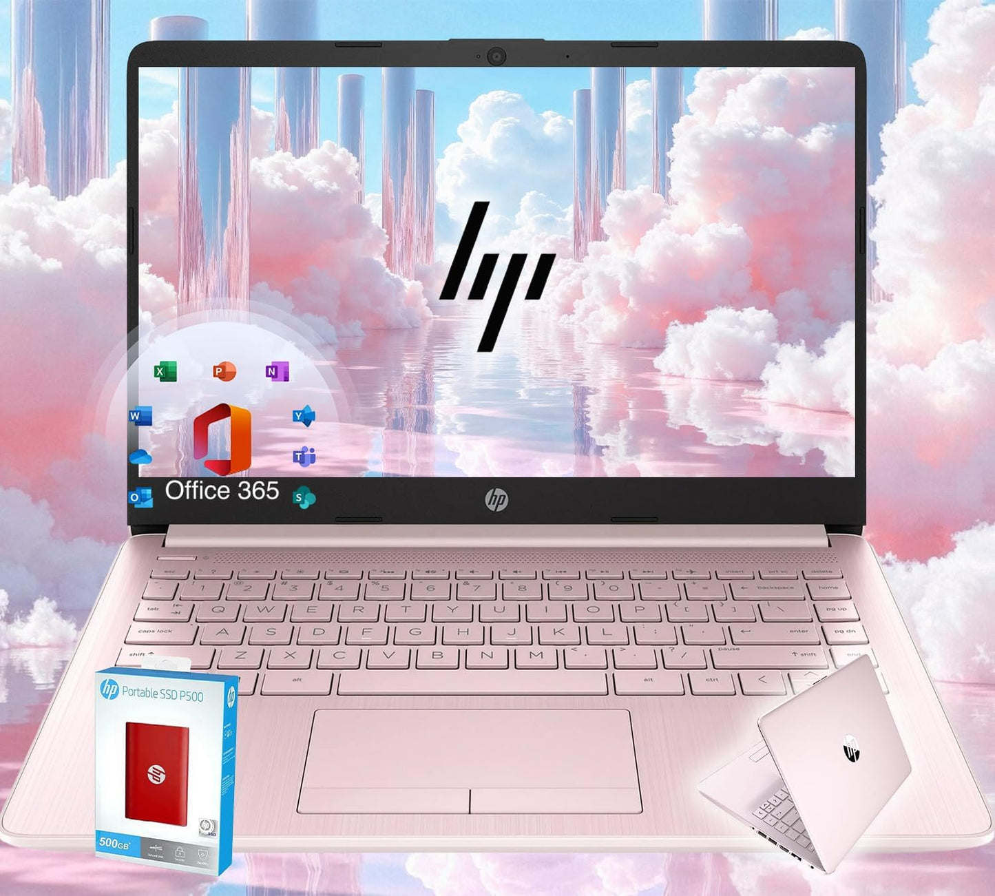 HP Ultrabook 14" Intel 4-Core 1600GB SSD Pink Win11