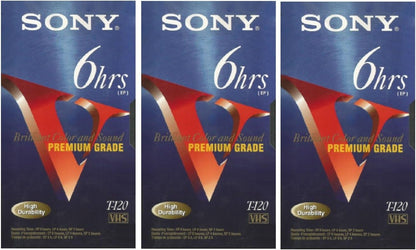 Sony FBA_3T120VR 3T120VR 6 Hour EP T-120 VHS Tapes 3-Pack