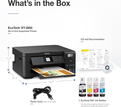 Epson C11CJ63201-N EcoTank ET-2850 Wireless All-in-One Printer (Renewed)