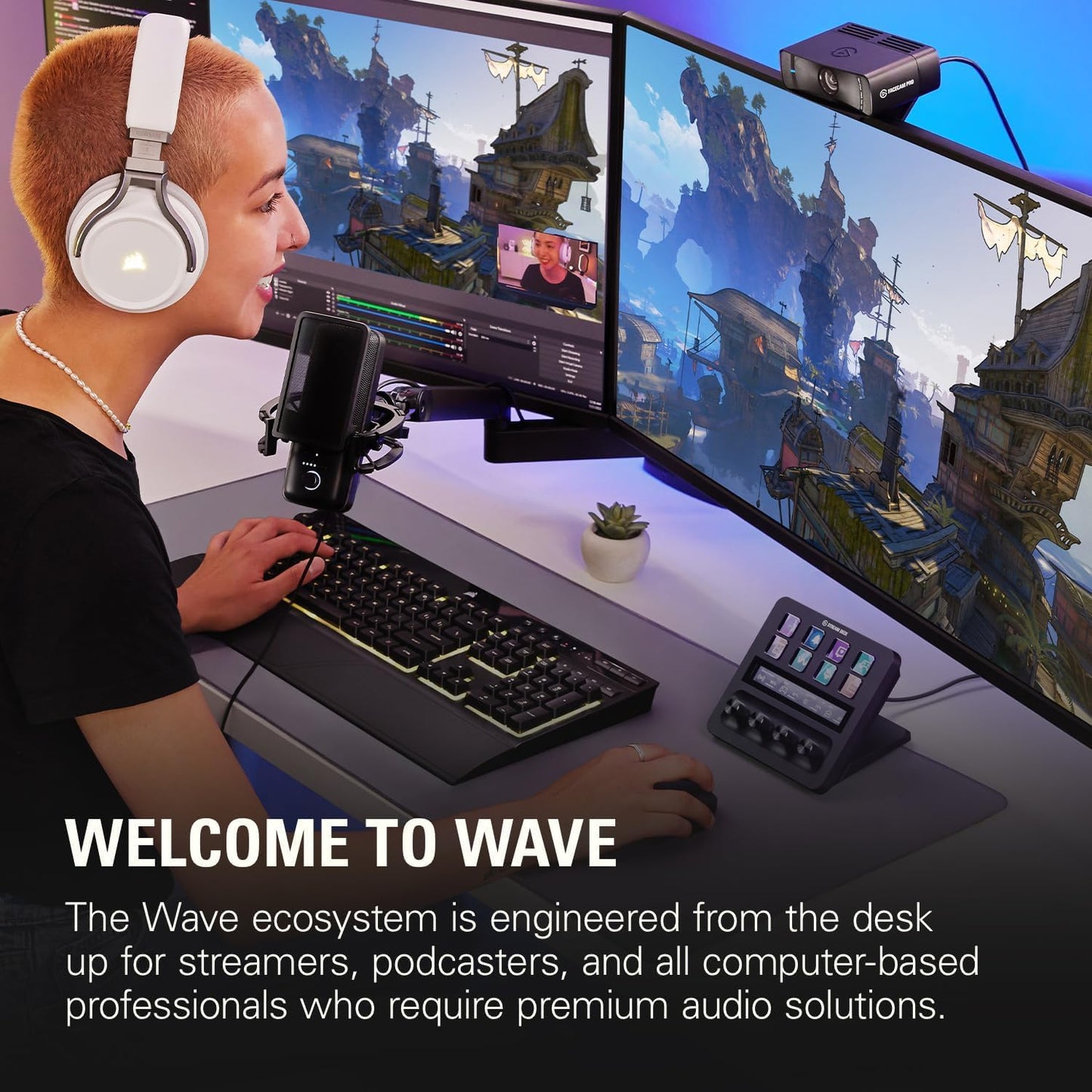 Elgato Wave3 Premium Condenser Microphone and Mic Arm
