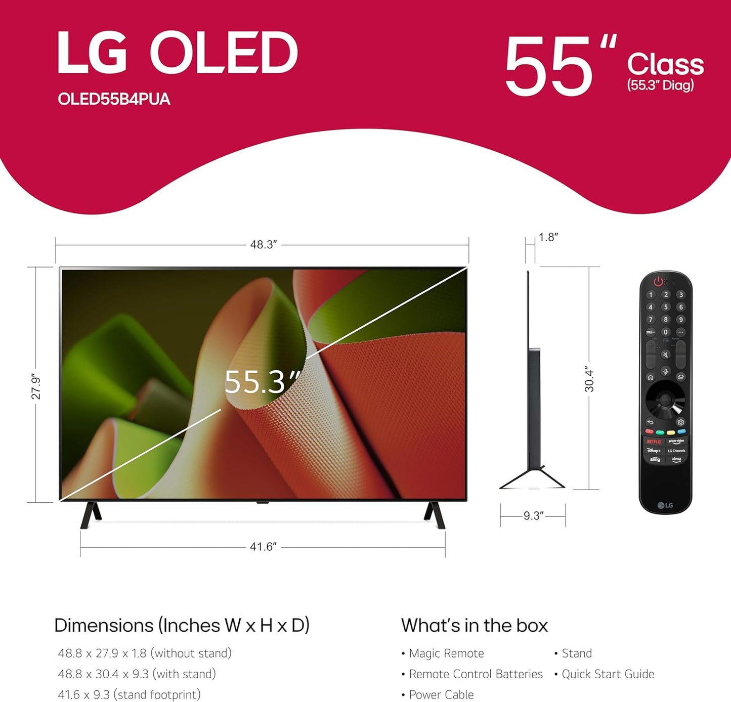 LG E1LGOLED55B4PUARB 55" OLED B4 4K Smart TV 2024