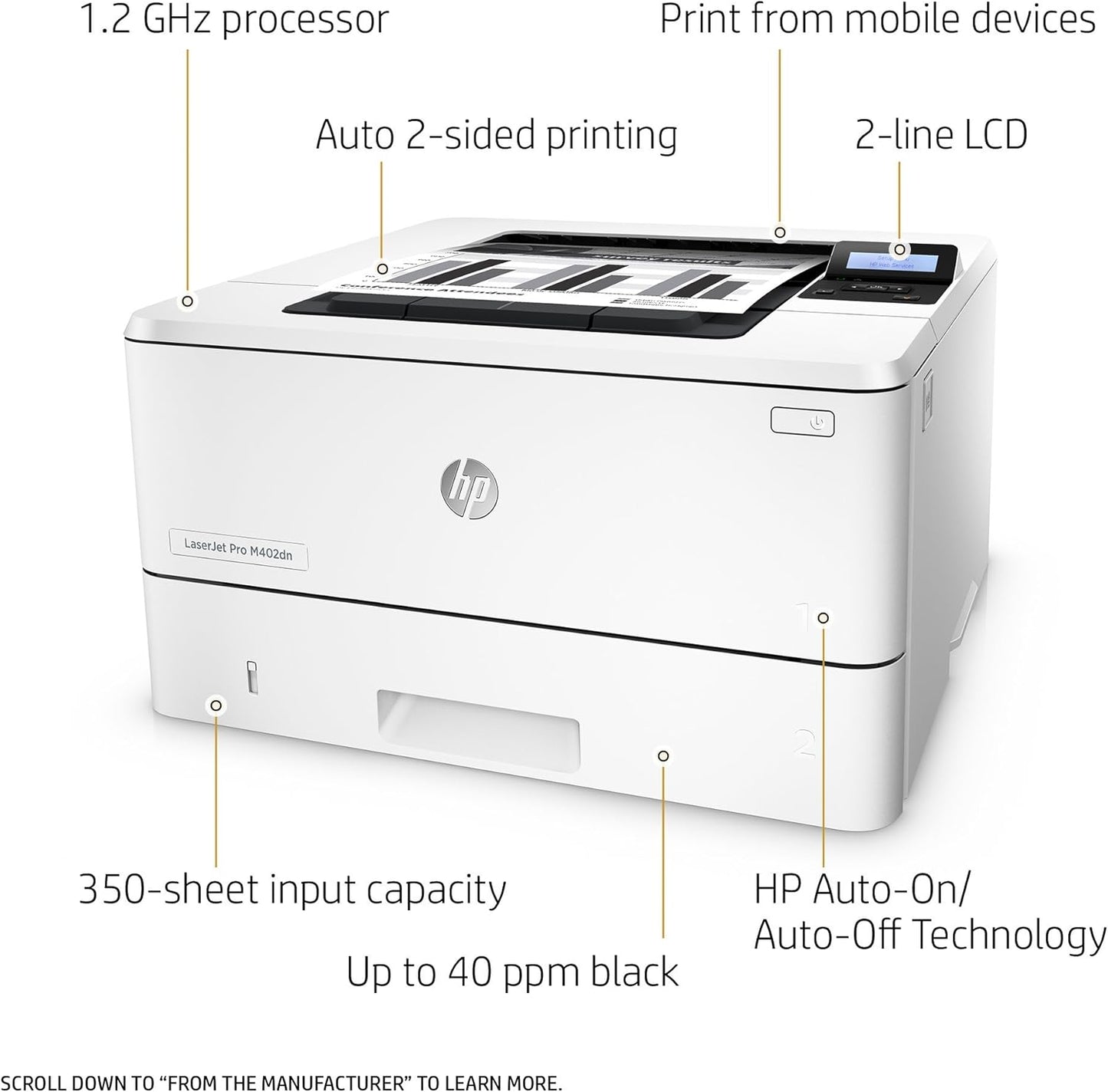 HP C5F94A Laserjet Pro M402dn Monochrome Printer Renewed