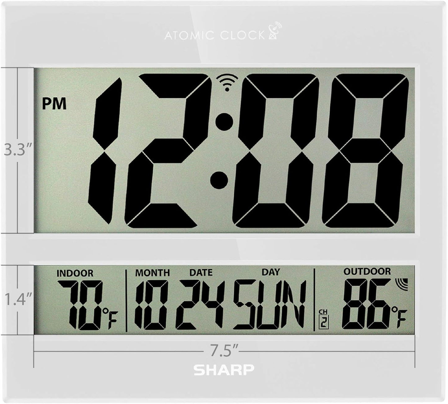 Sharp Atomic Clock with Indoor/Outdoor Temperature