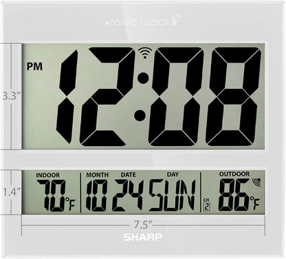 Sharp Atomic Clock with Indoor/Outdoor Temperature