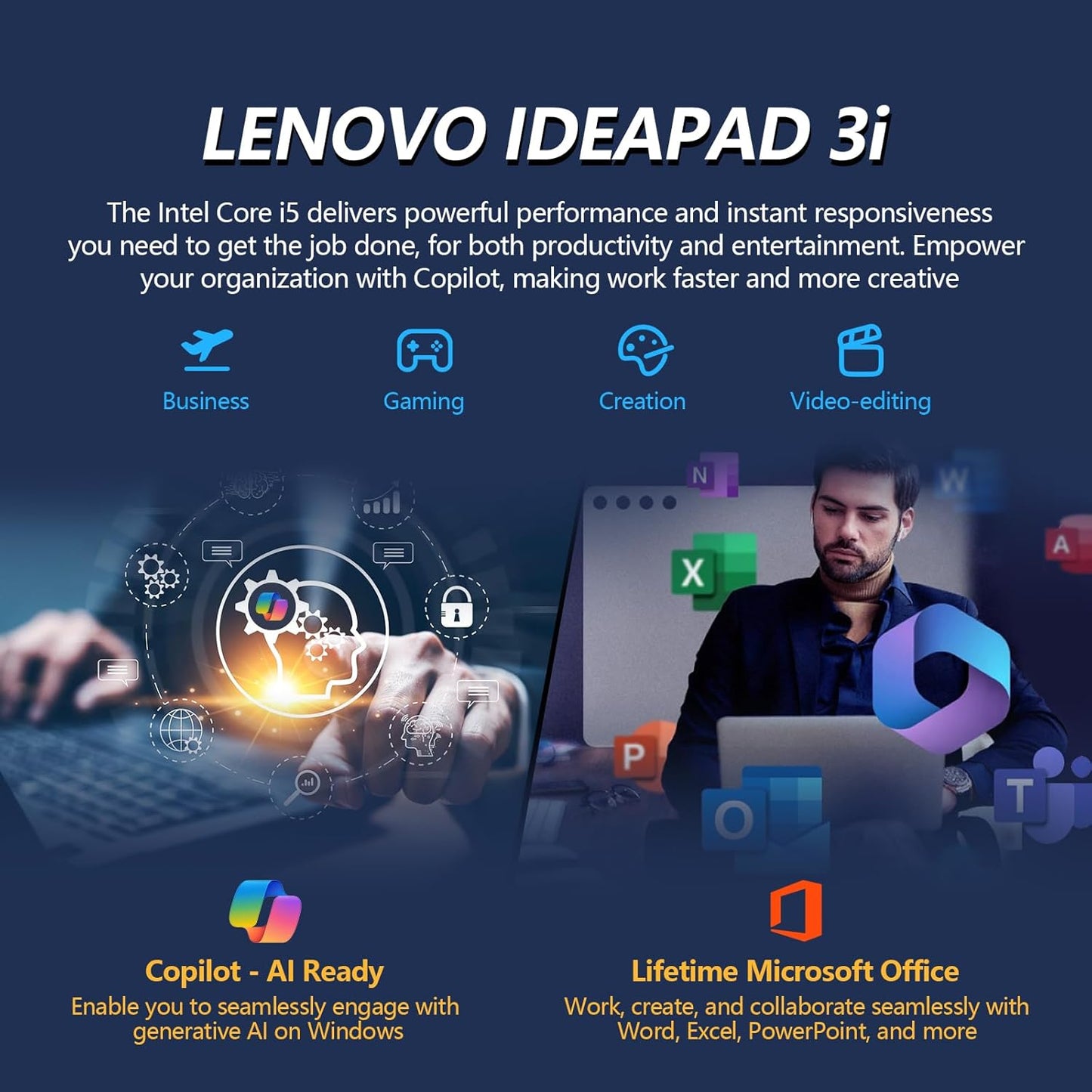 Lenovo IdeaPad 3 Laptop 15.6 FHD IPS Touchscreen Notebook