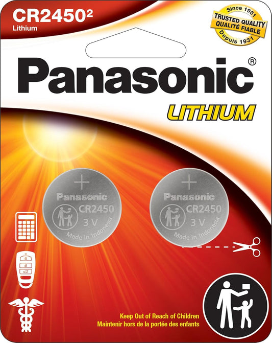 Panasonic CR2450PA/2BL 3V Lithium Coin Cell Battery 2-Pack