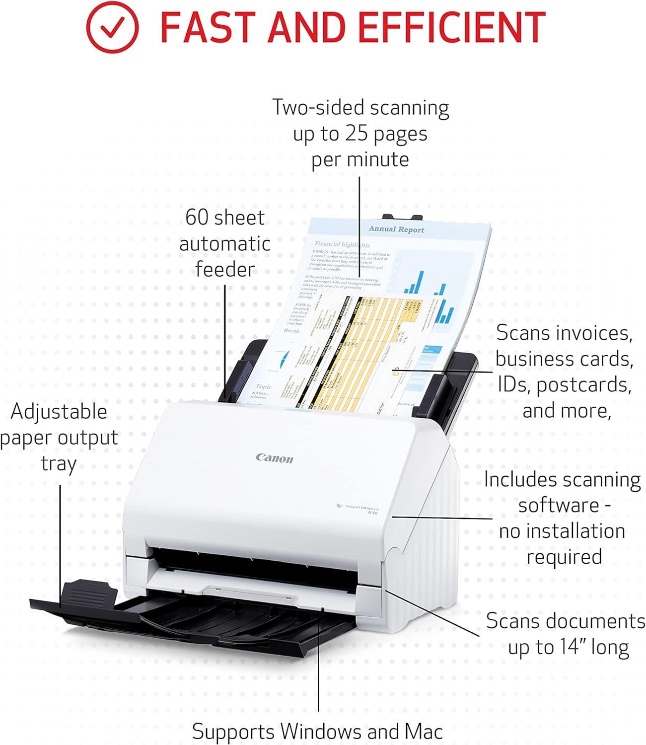 Canon imageFORMULA R30 Office Document Scanner