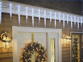 GE 20ct 100 LED Crystal White Icicle Lights — main product image
