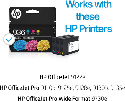 HP hp936 Cyan Magenta Yellow Ink Cartridge 3-Pack