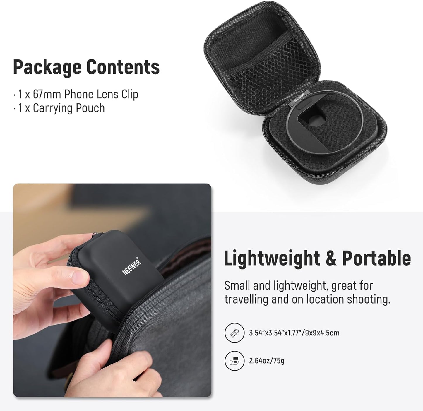 Neewer LA006 67mm Phone Filter Mount Clip Cold Shoe
