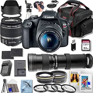 Canon EOS Rebel T7 DSLR Camera Lens Bundle