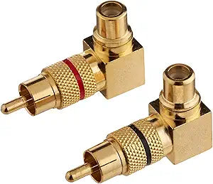 Monoprice 110586 RCA Right Angle Adapter Gold-Plated 10-Pack