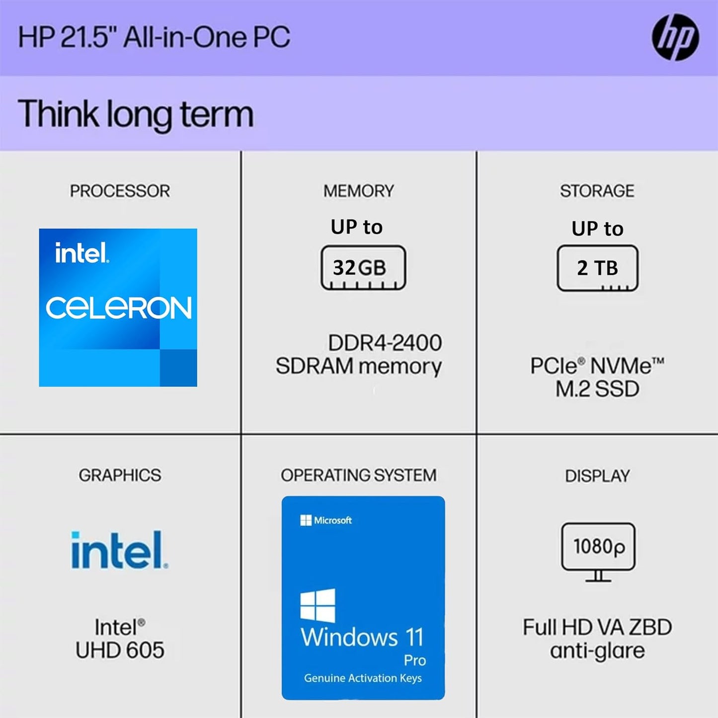 HP 22-DD Essential All-in-One Desktop Intel Celeron