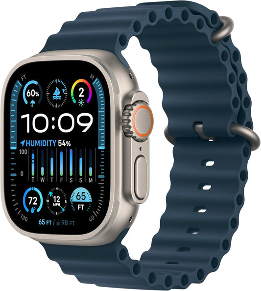 Apple MREG3LL/A Watch Ultra 2: 49mm GPS + Cellular, Titanium Case, Blue Ocean Band