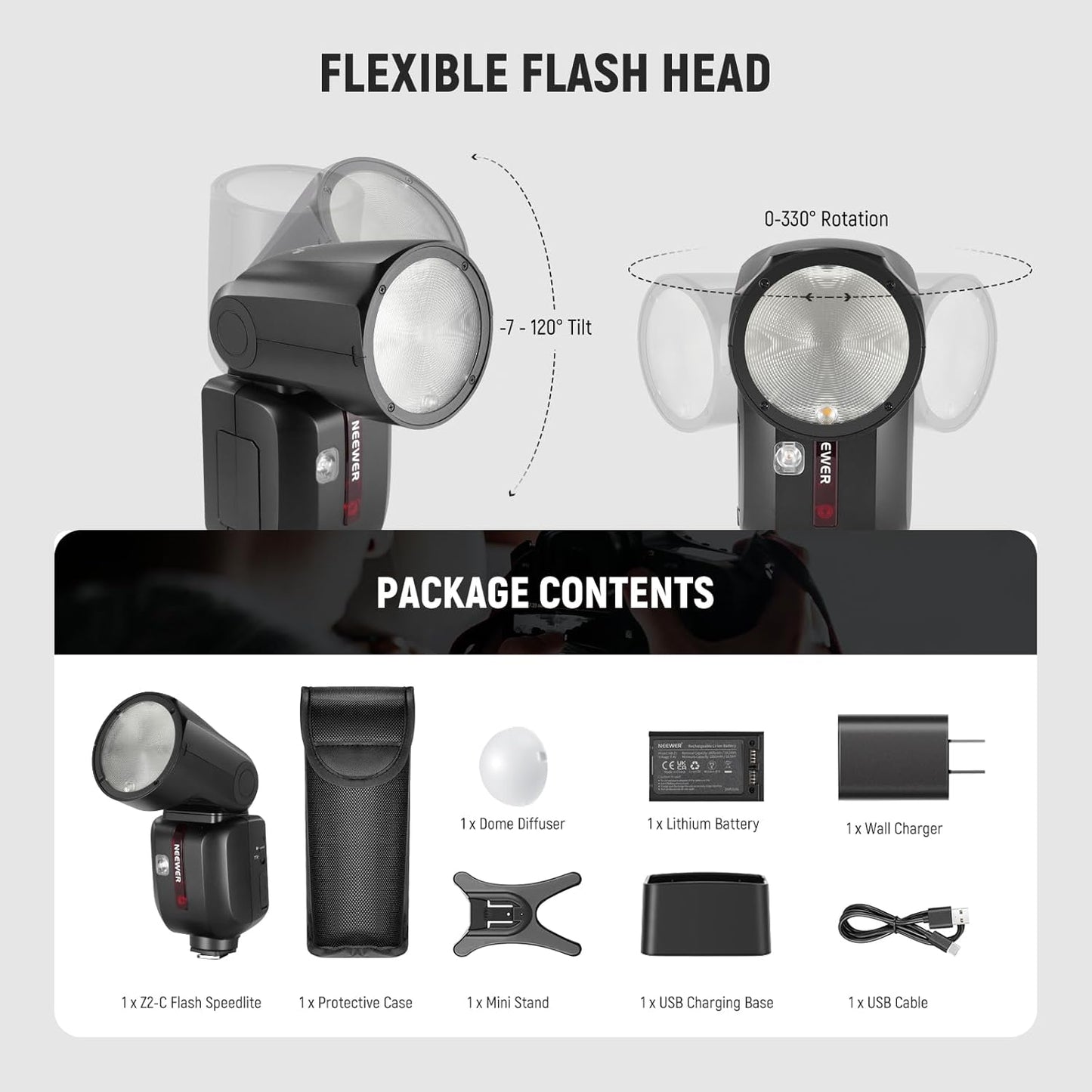Neewer Z2-C 2.4G TTL Round Head Flash Canon