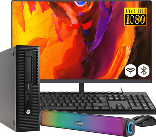 HP EliteDesk 800G1 SFF i5 Desktop PC & 24" Monitor (Renewed)