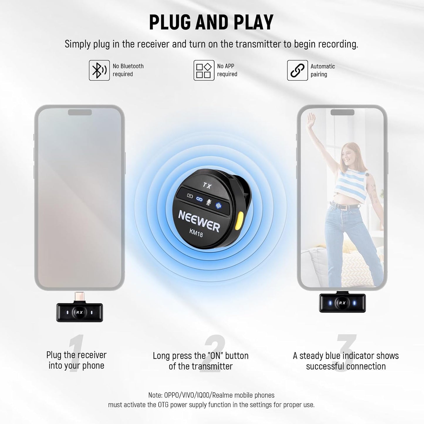 Neewer KM18 USB C Wireless Lavalier Microphone