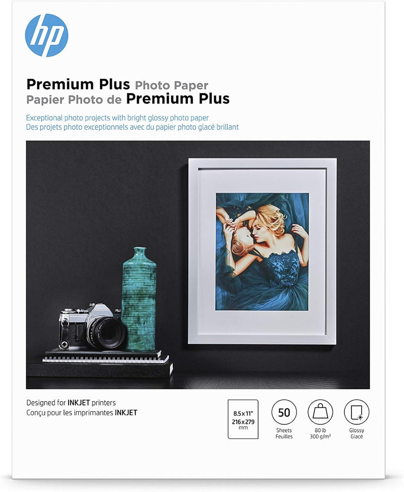 HP CR664A Premium Plus 8.5x11 Glossy Photo Paper 50 Sheets — main product image