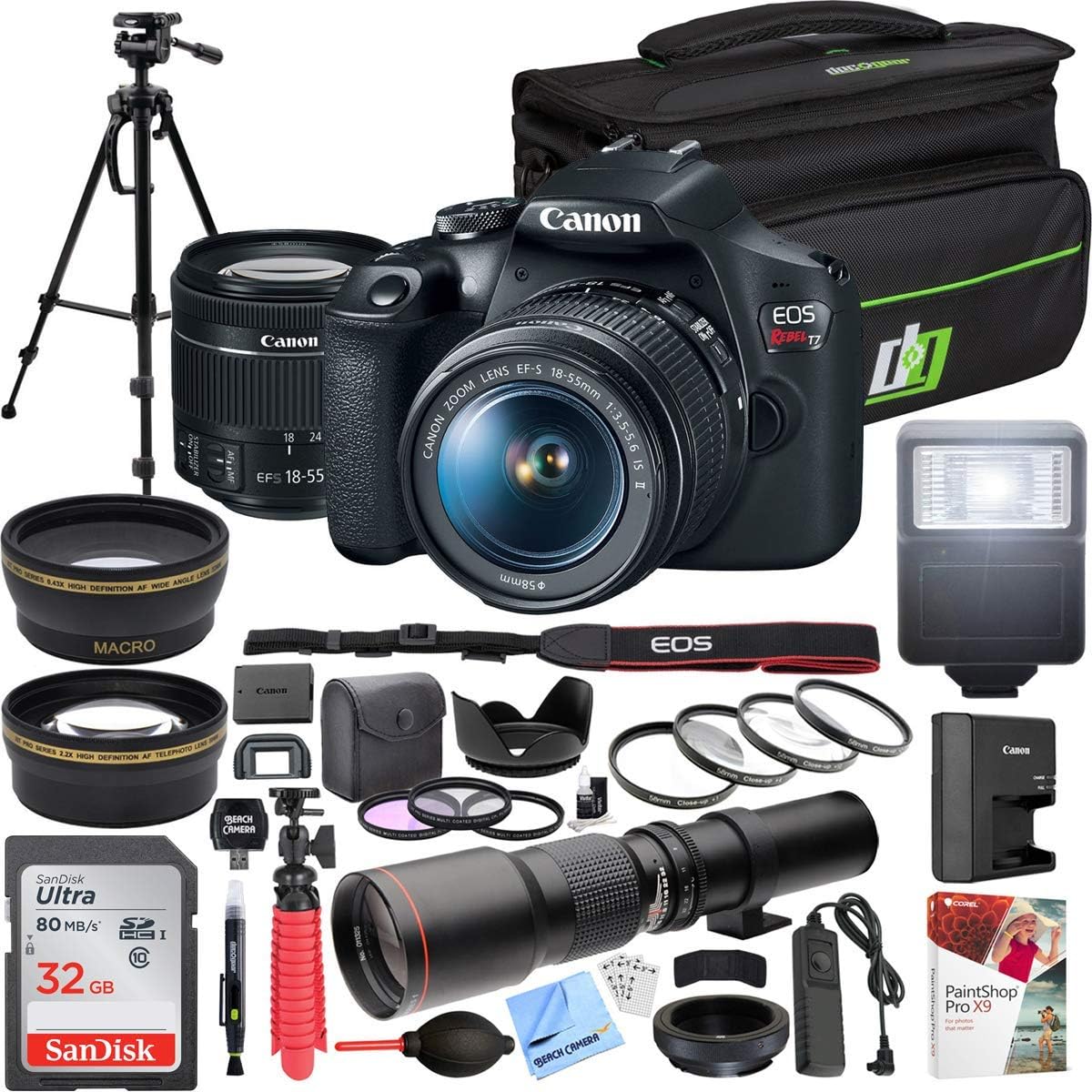 Canon E30CNEOSRT71855 Rebel T7 DSLR Camera Kit - 18-55mm Lens + Accessories